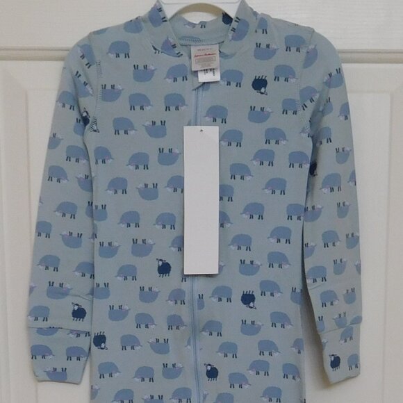 NWT Hanna Andersson Blue Pink Sheep Print 2 Way Sleeper Pajamas sz 3t - Picture 2 of 2